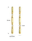 14K geelgouden oorhangers diamant 0.06ct 2x 0.03ct h si 32 mm - 4034621