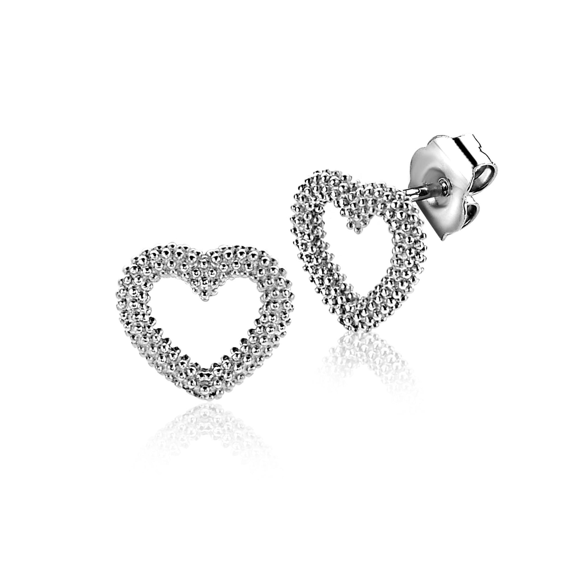 ZINZI zilveren oorstekers met bewerkt open hartje 10mm ZIO2703 - PansiteNederland.nl