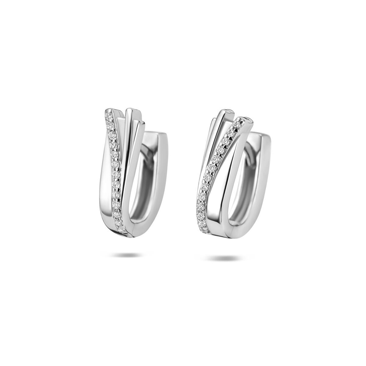 Oorbellen zirkonia zilver gerhodineerd 15,5 mm
