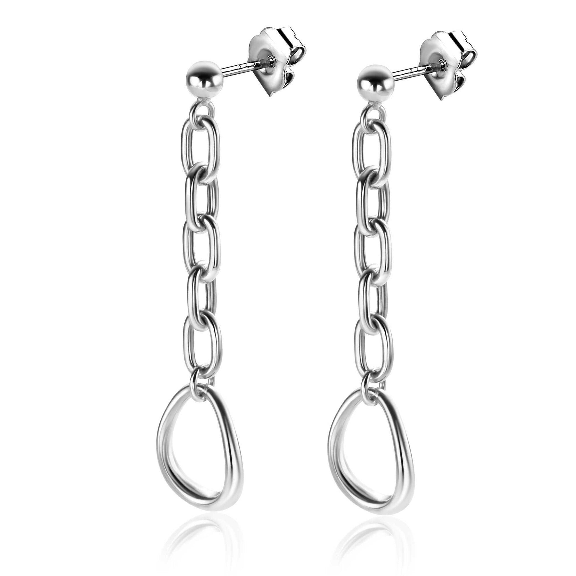 45mm ZINZI zilveren oorbellen met ovale schakels en ovale hanger - ZIO2481