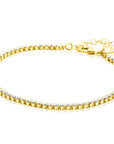 ZINZI gold plated zilveren tennis armband 2,5mm breed en bezet met witte zirkonia's in ronde kastzettingen 17-20cm ZIA2590Y - PansiteNederland.nl