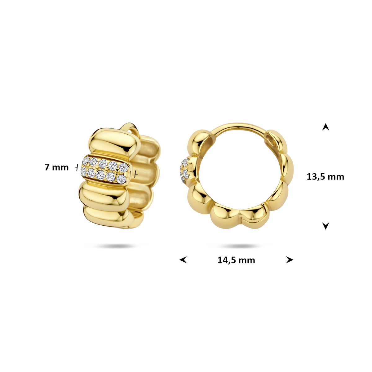 Fantasy Collection Oorbellen zirkonia 13,5 mm 1 micron zilver verguld