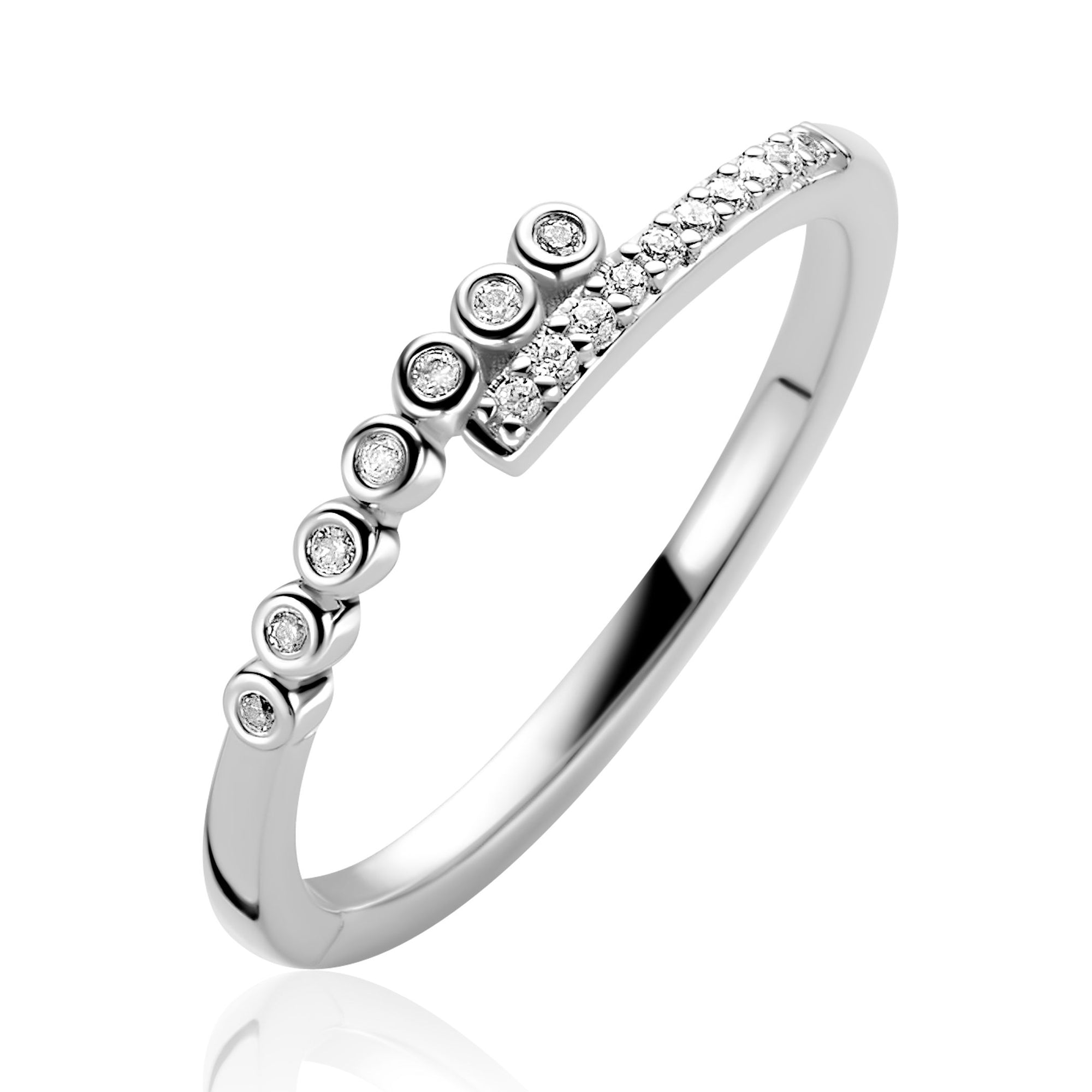 ZINZI zilveren ring (4mm breed) slagmodel bezet met witte zirkonia ZIR2729 - PansiteNederland.nl