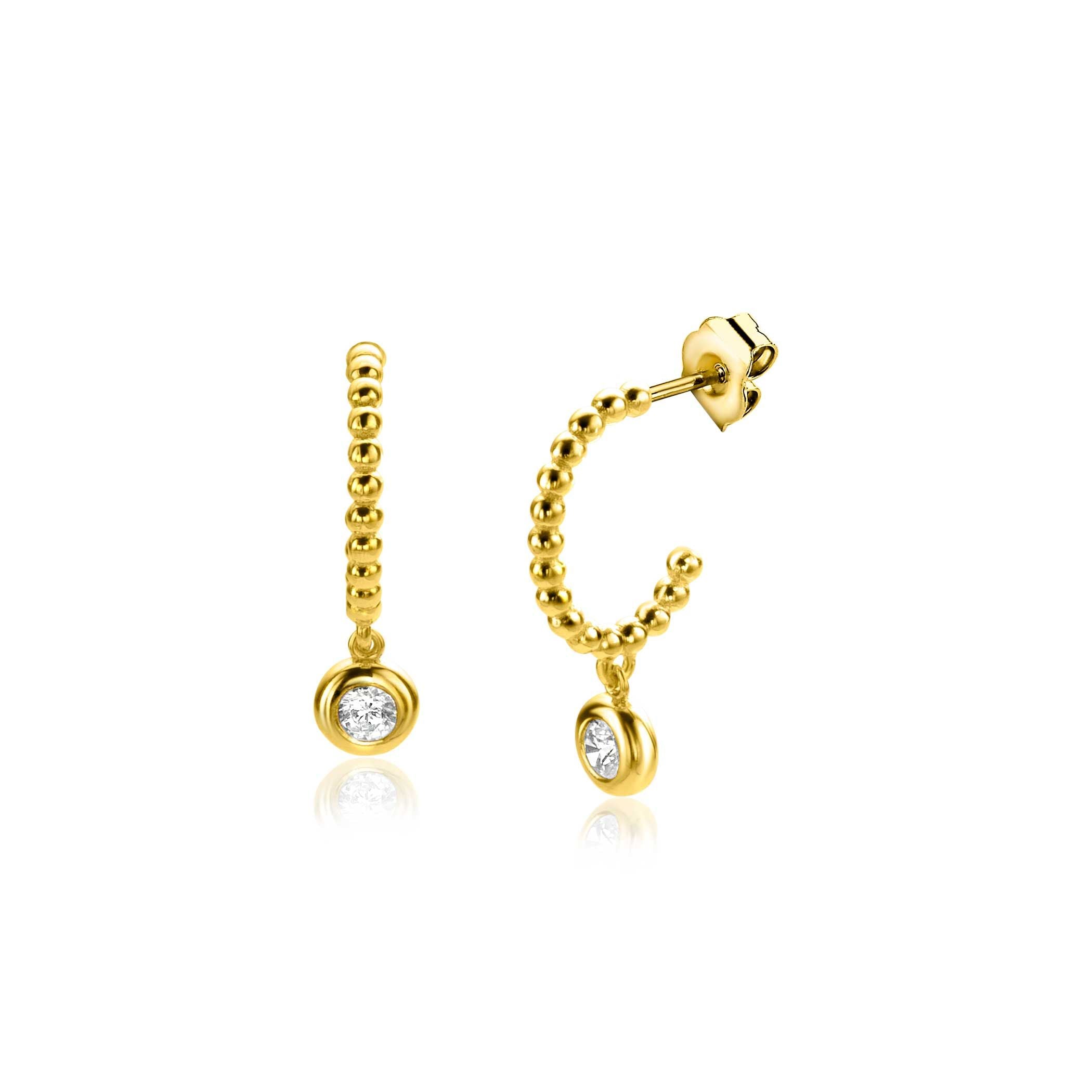 ZINZI 14K Gouden Oorknoppen met Witte Zirkonia ZGO320 oorbellen