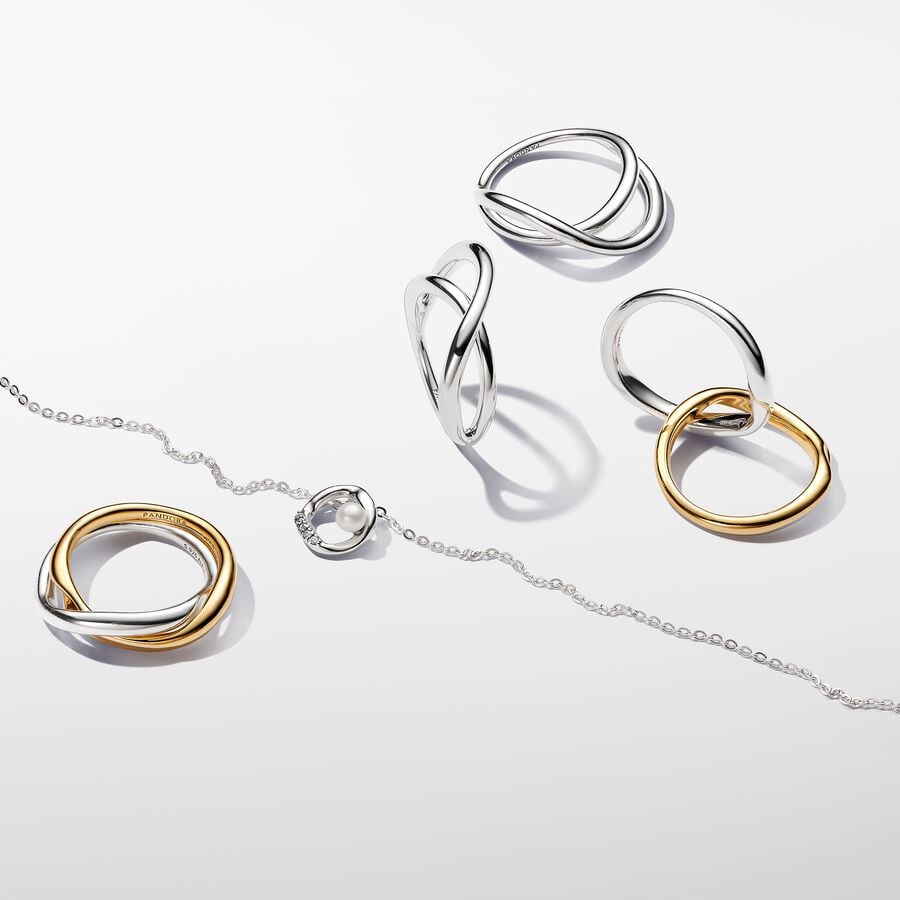 Pandora Tweekleurige Verstrengelde Banden Ring bicolor zilver en goudverguld - 163262C00