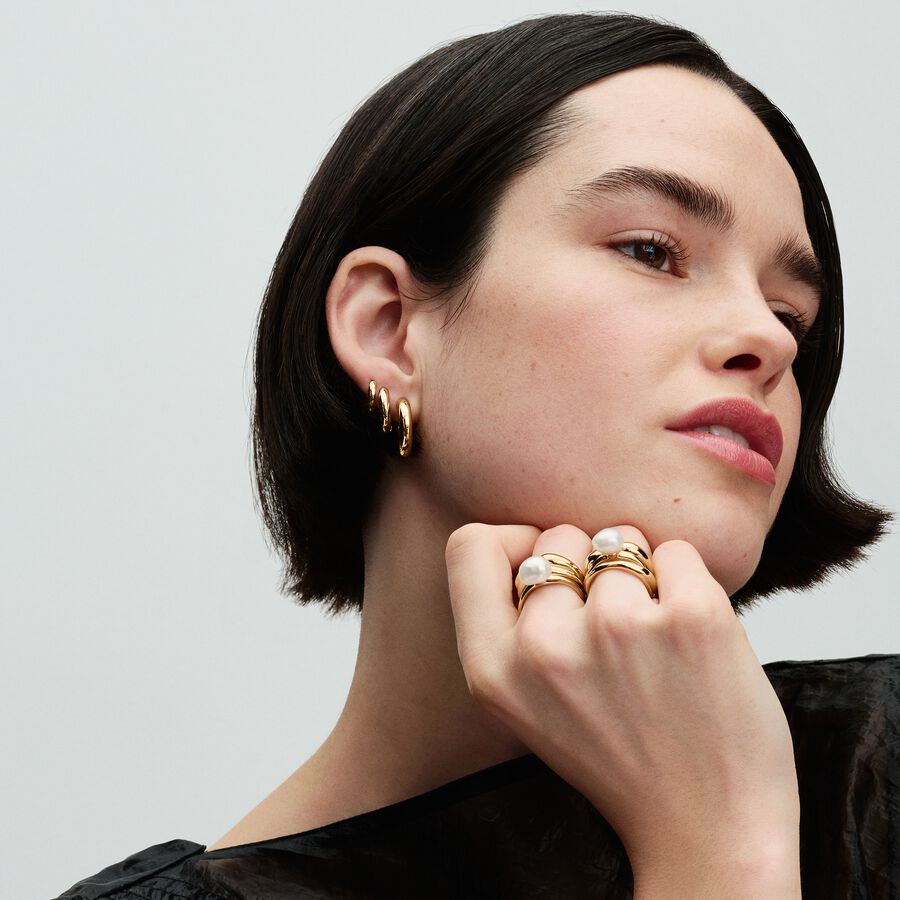 Pandora Barok Behandelde Gecultiveerde Zoetwaterparel Ring goudverguld - 163293C01