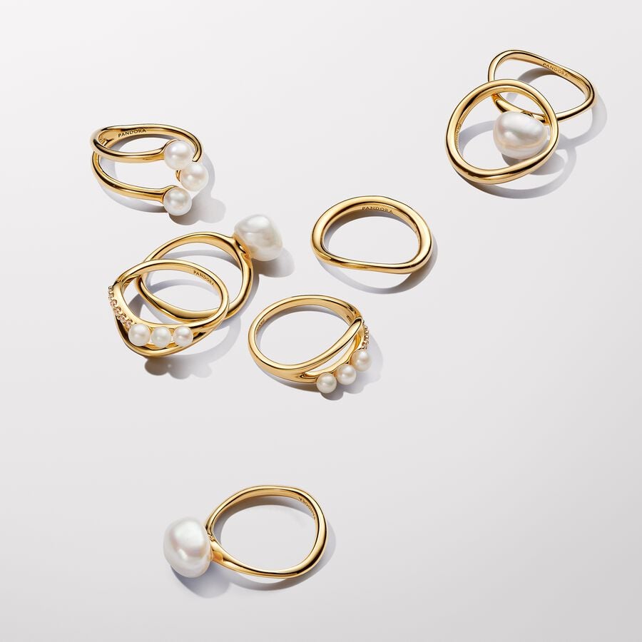 Pandora Barok Behandelde Gecultiveerde Zoetwaterparel Ring goudverguld - 163293C01