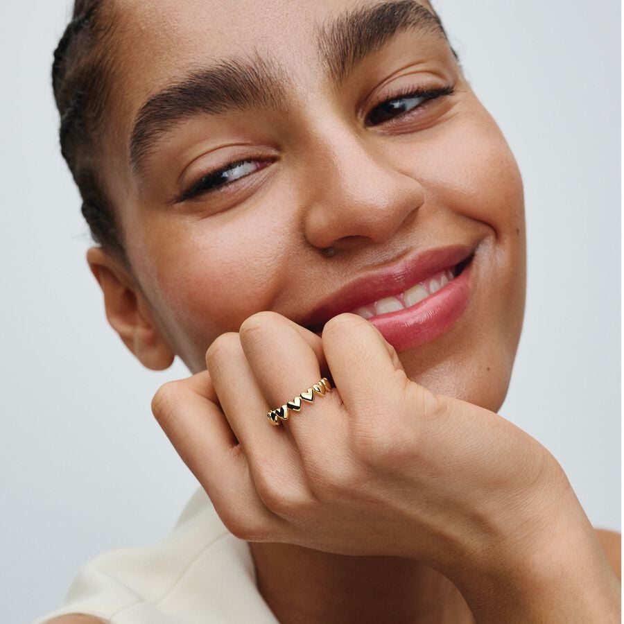 Pandora Rij Harten Ring goudverguld - 163427C00