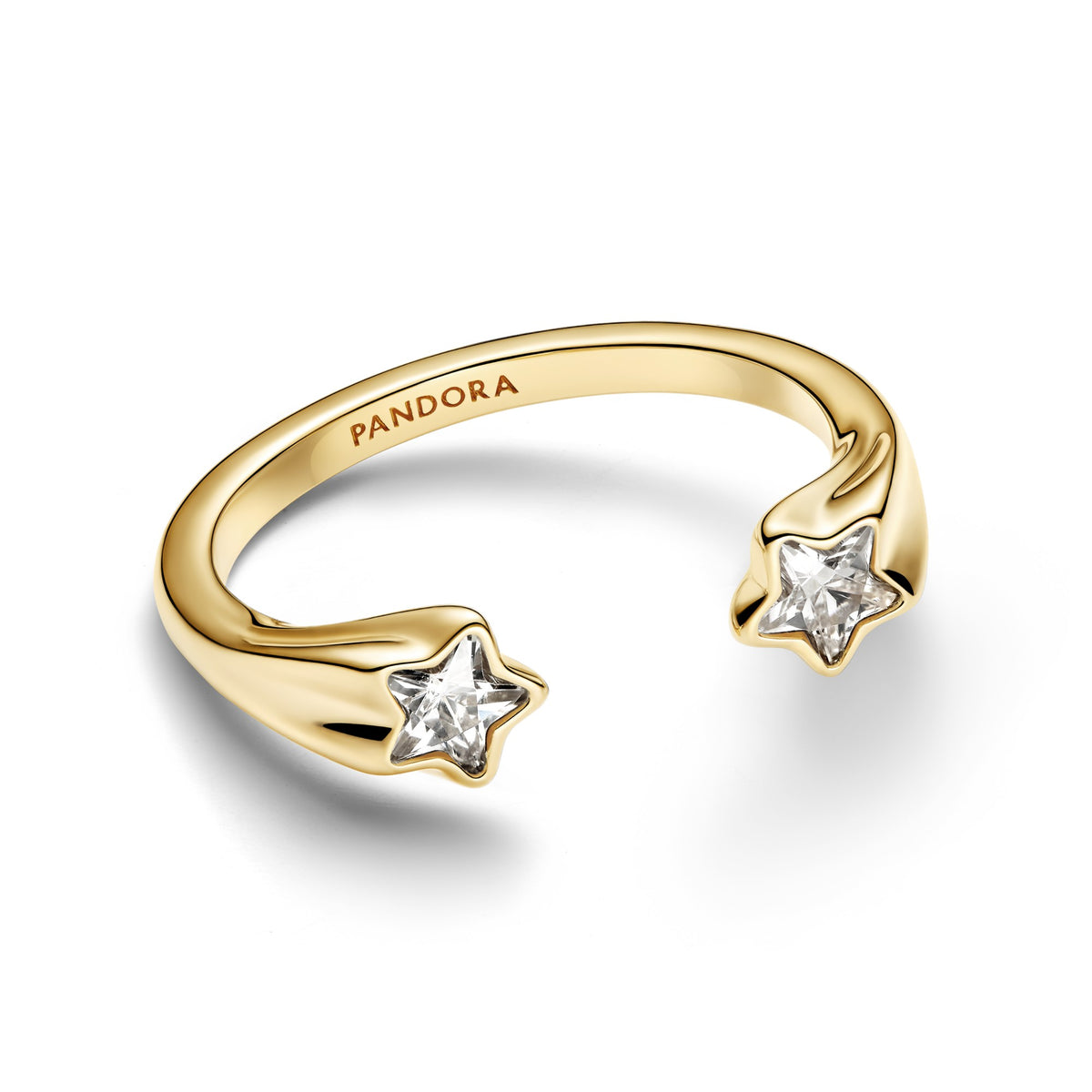 Pandora Sprankelende open ring met vallende sterren goudverguld 163582C01