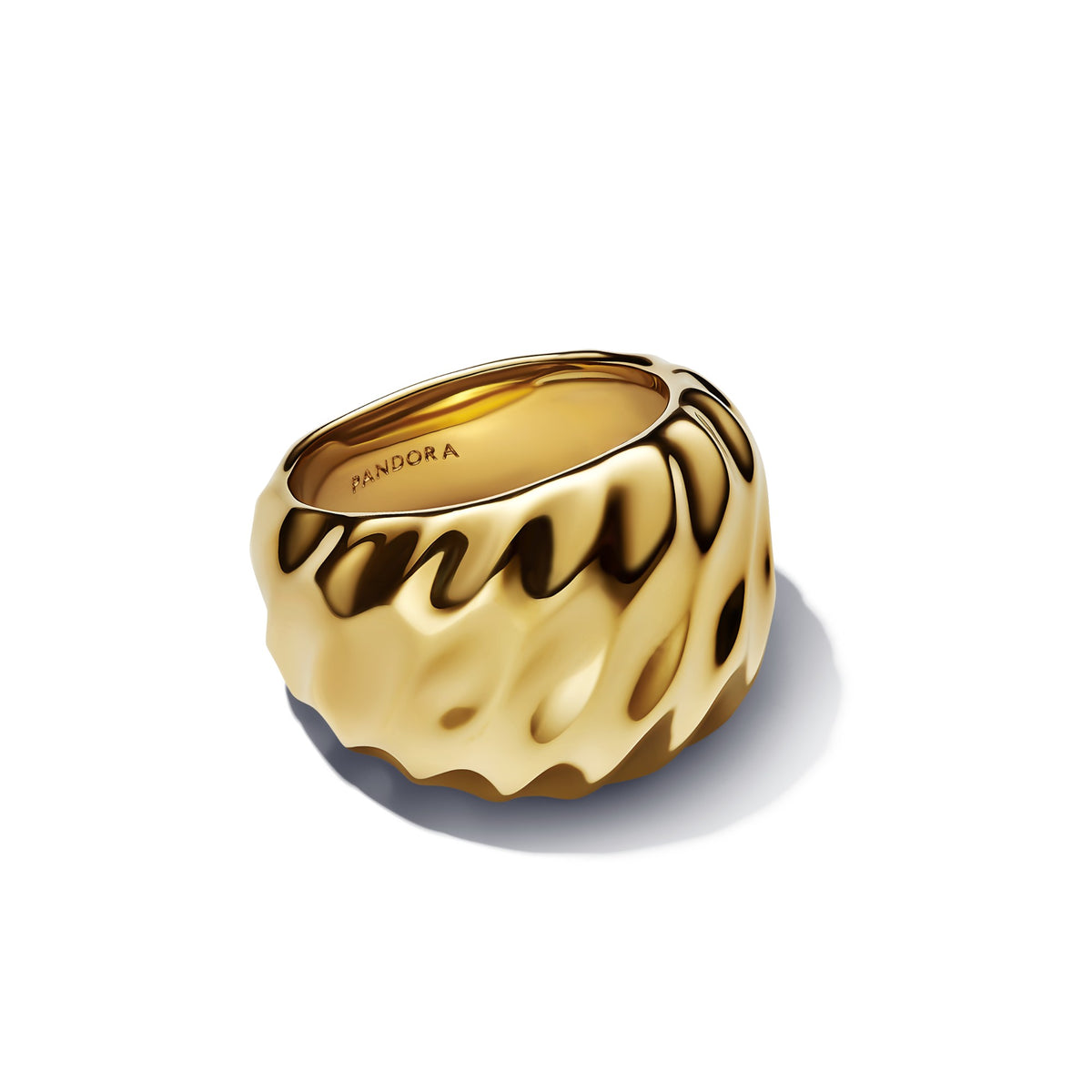 Pandora Geribbelde statement ring goudverguld 163884C00