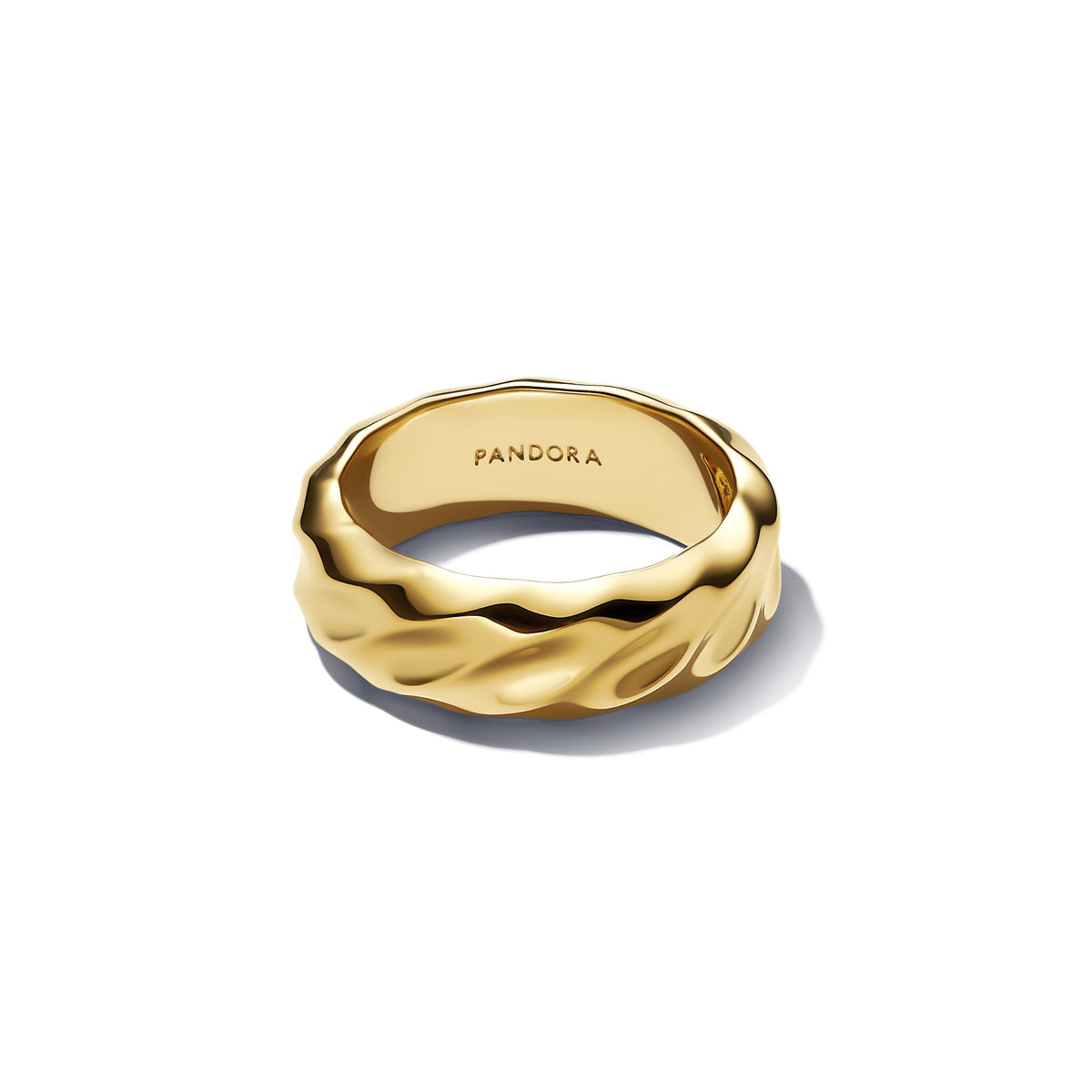 Pandora Geribbelde Brede Band Ring goudverguld 163886C00