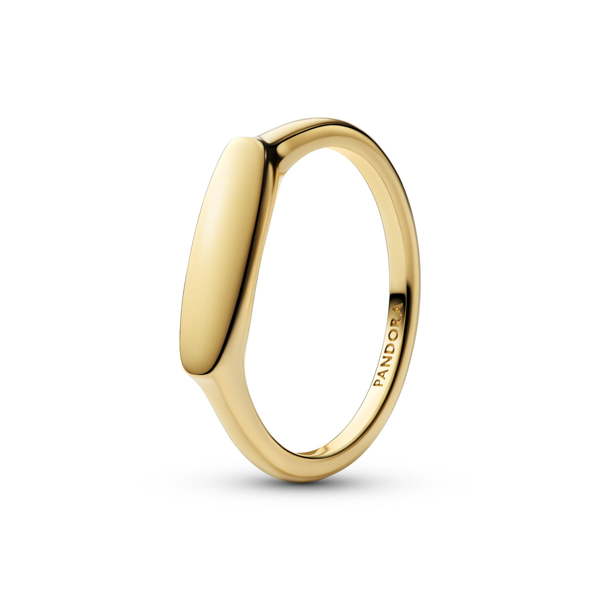 Pandora Ring met graveerbaar staafje goudverguld