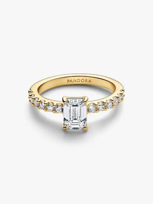 Pandora Rectangular Sparkling Halo Ring goudverguld - 164506C01