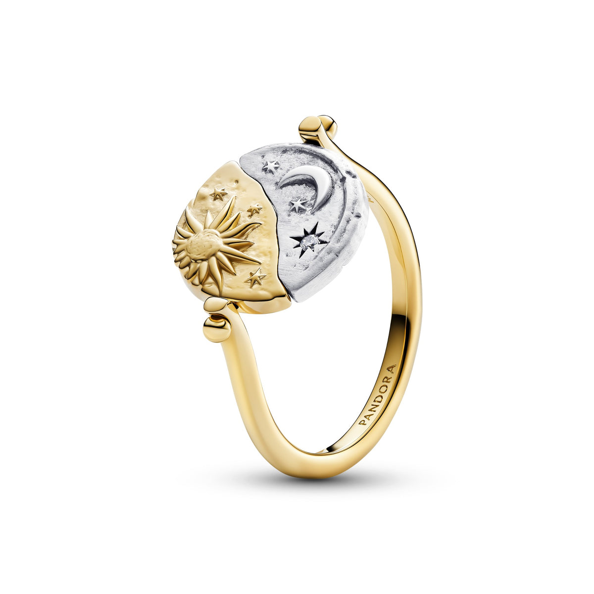 Pandora Zon & Maan Omkeerbare Medaillonring bicolor zilver en goudverguld