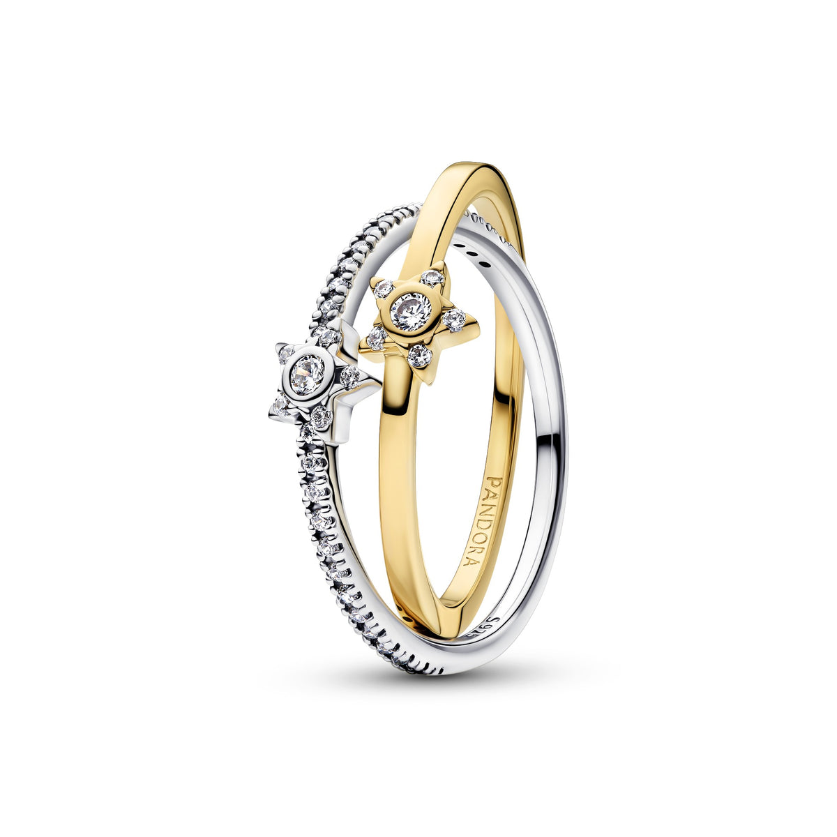 Pandora Sprankelende Stella Crossover Ring bicolor zilver en goudverguld