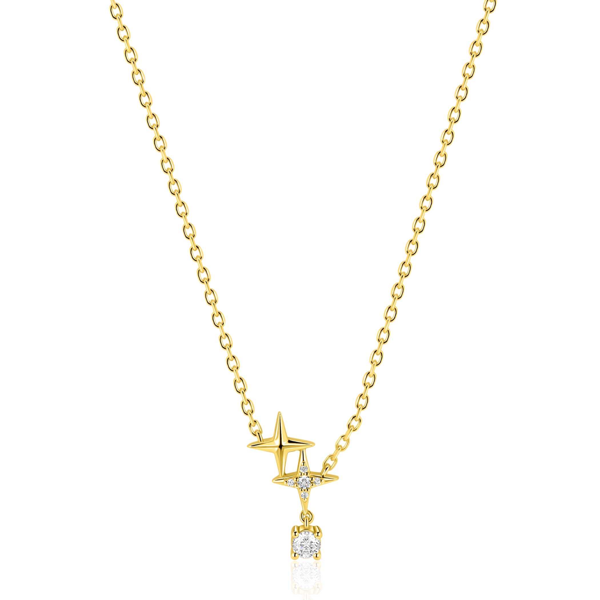 ZINZI Verguld Zilveren Ketting met Witte Zirkonia ZIC2837