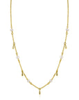 ZINZI Gold Plated Zilveren Ketting met Witte Zoetwaterparels en Druppeltjes 42-45cm ZIC2753