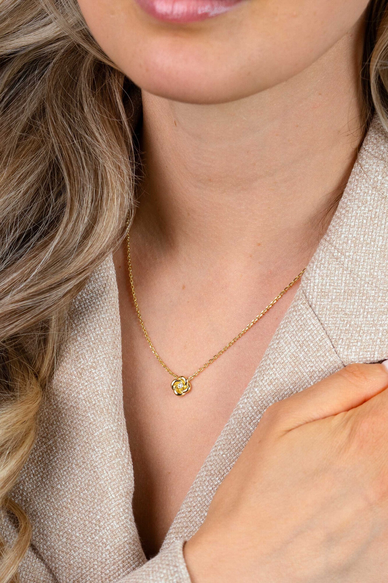 ZINZI Verguld Zilveren Ketting met Witte Zirkonia ZIC2872Y