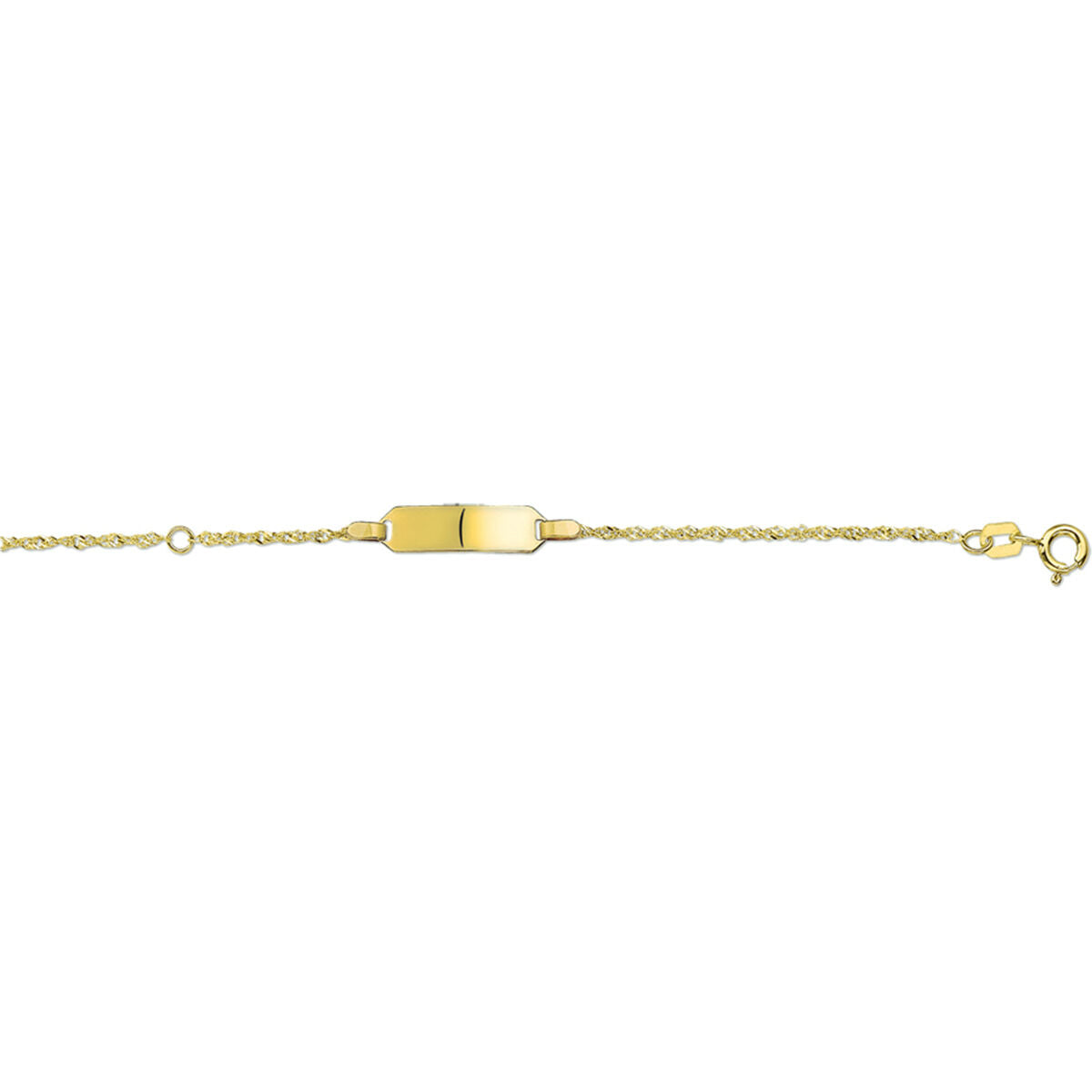 Graveerarmband singapore plaat 5 mm 14K geelgoud