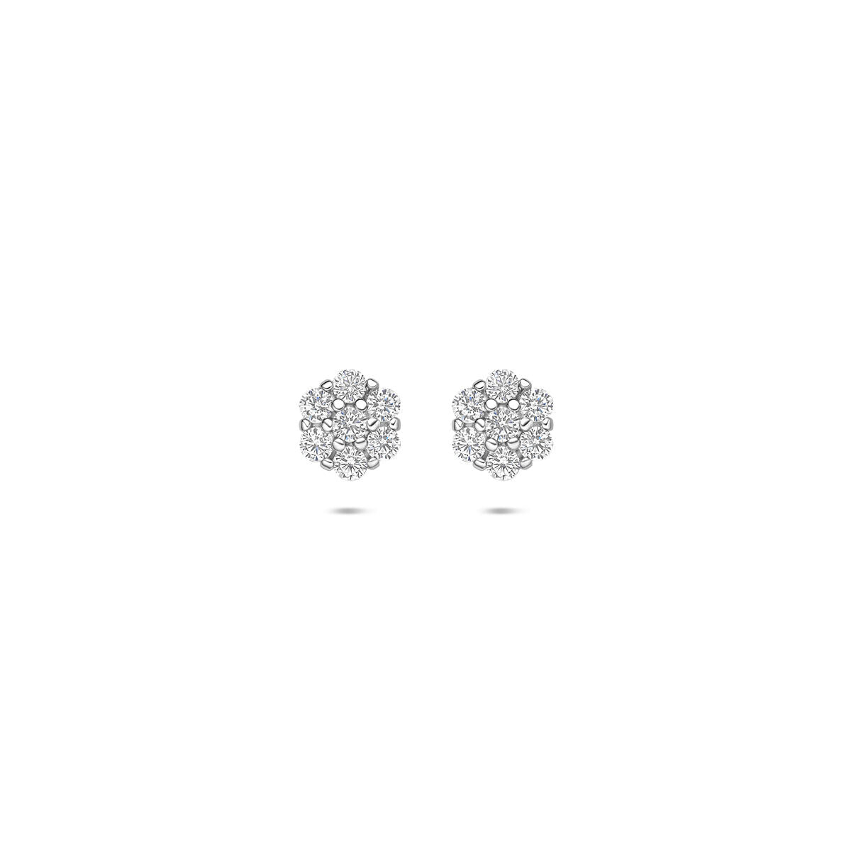 Zilveren gerhodineerde oorknoppen zirkonia 6 mm - 1341256