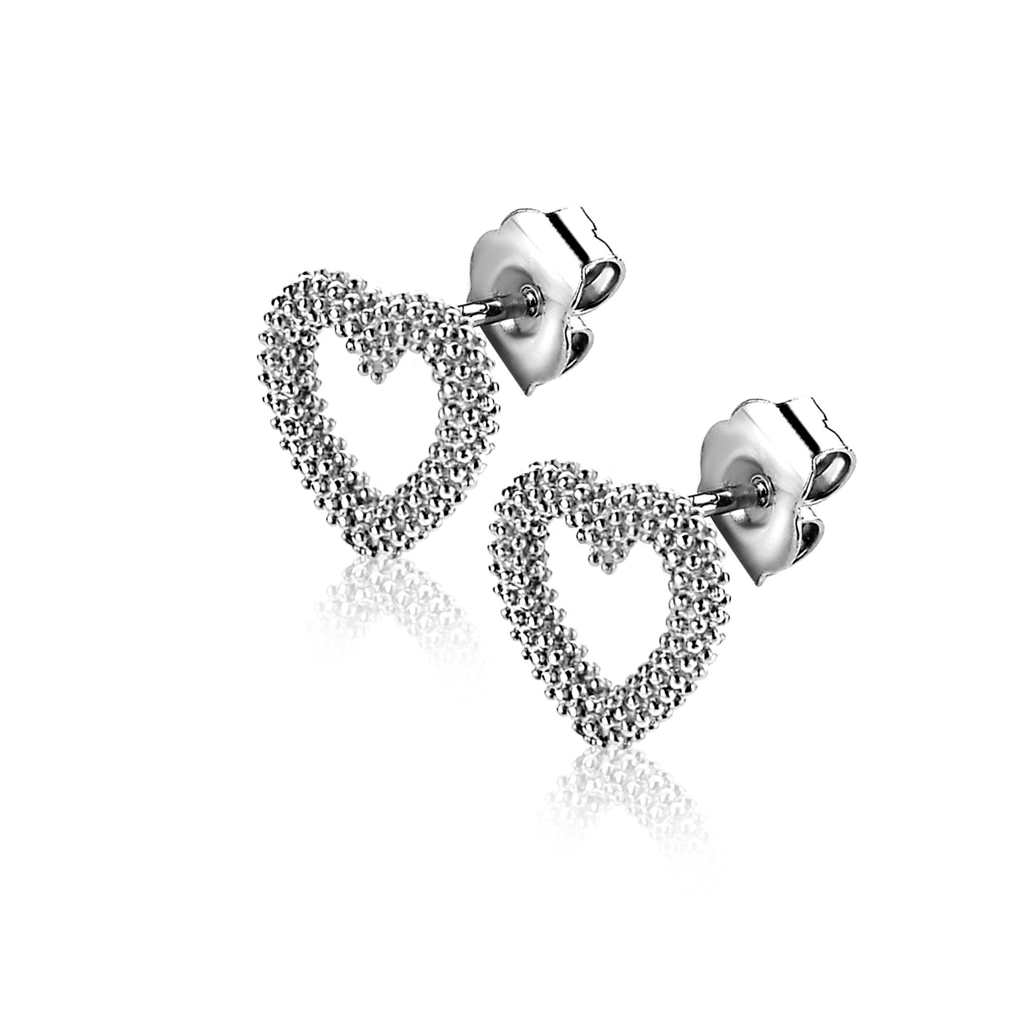 ZINZI zilveren oorstekers met bewerkt open hartje 10mm ZIO2703 - PansiteNederland.nl