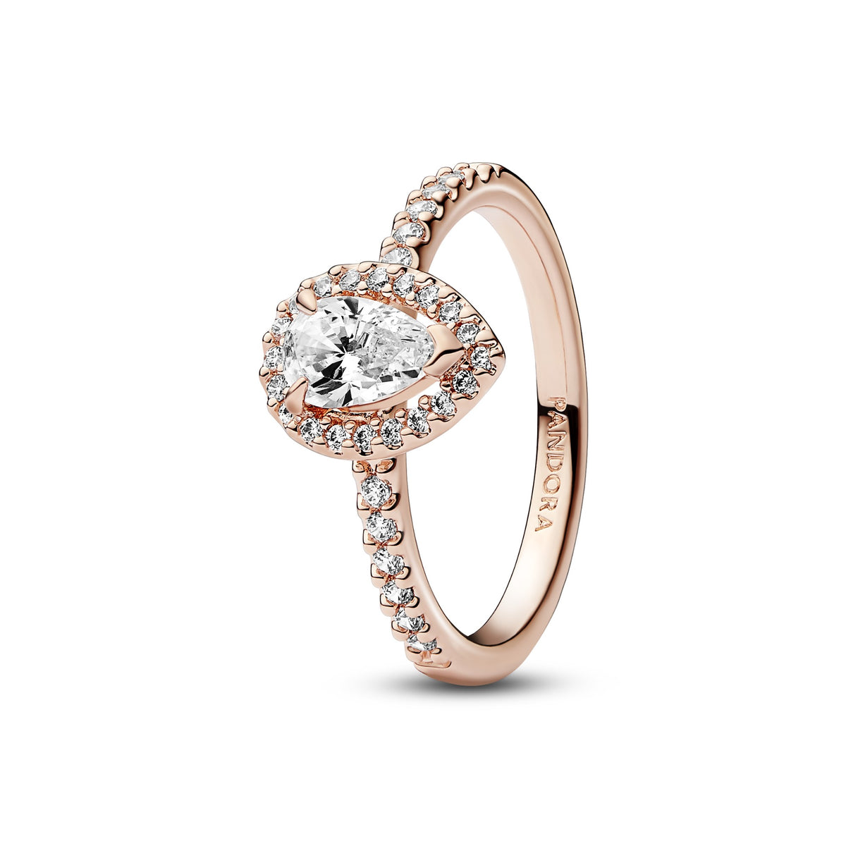 Pandora Sprankelende Peer Halo Ring roségoudverguld