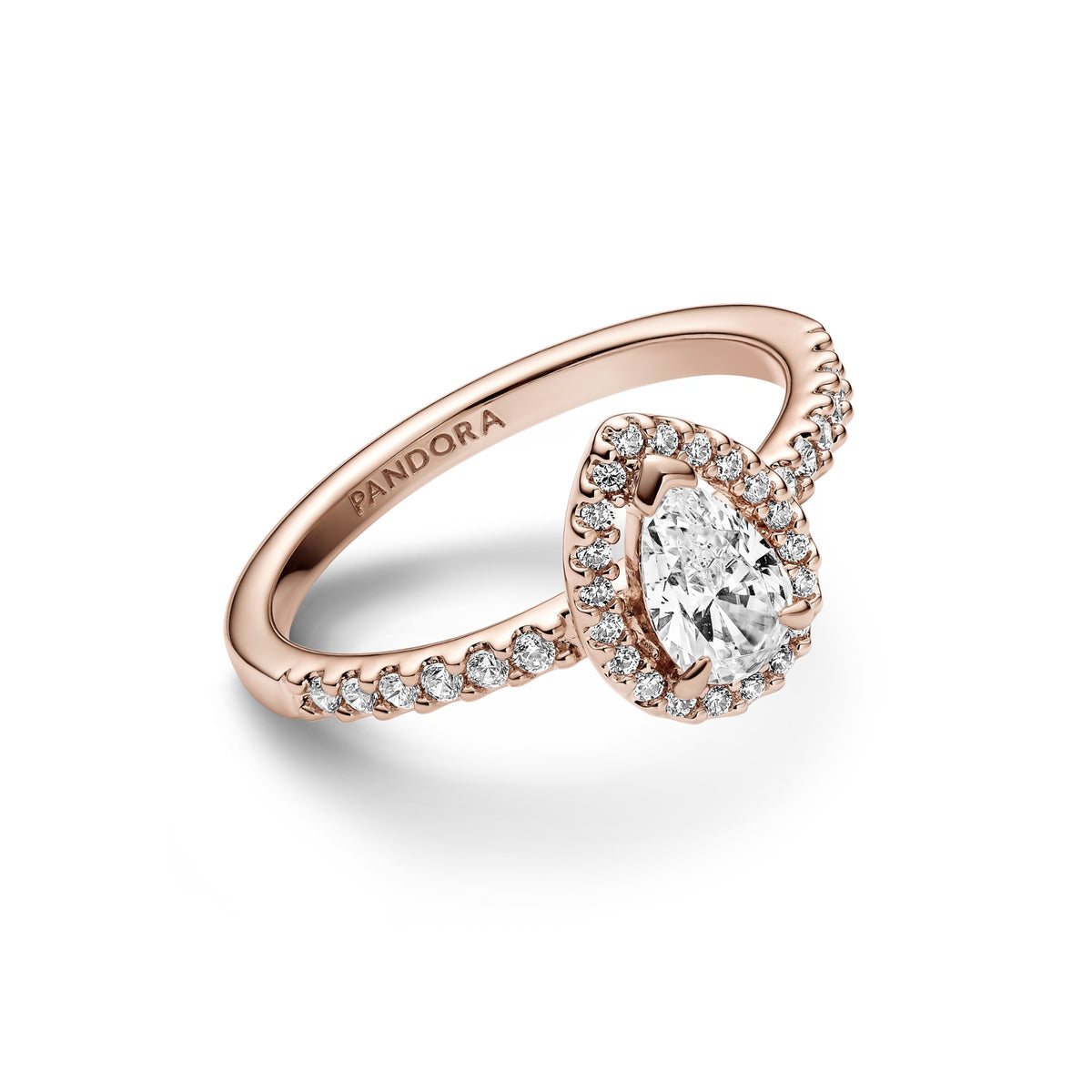 Pandora Sprankelende Peer Halo Ring roségoudverguld 182835C01