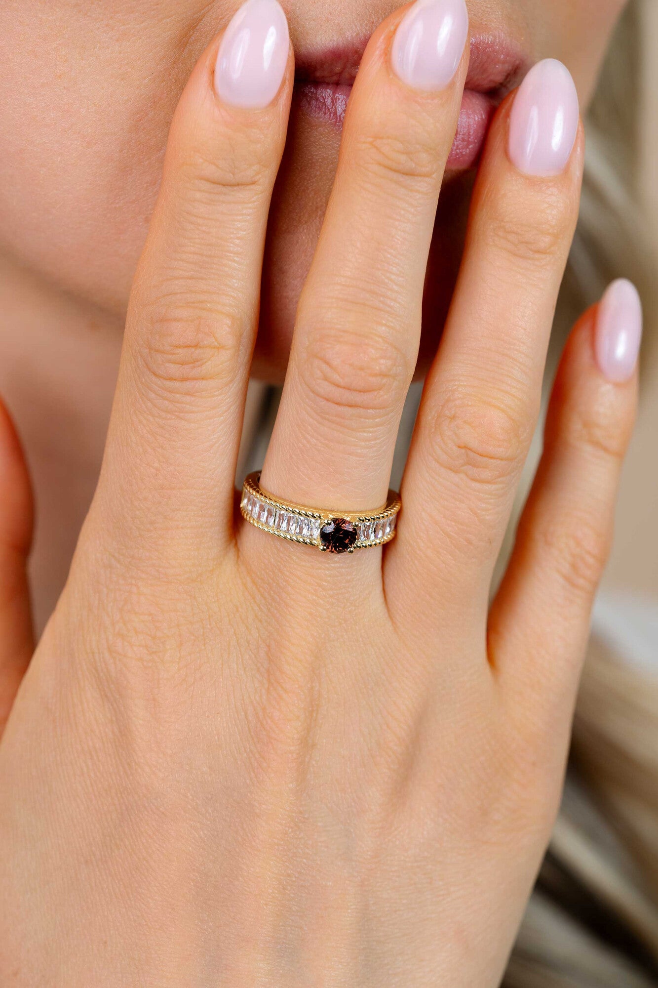 ZINZI Verguld Zilveren Ring met Zirkonia en Kleursteen ZIR2880