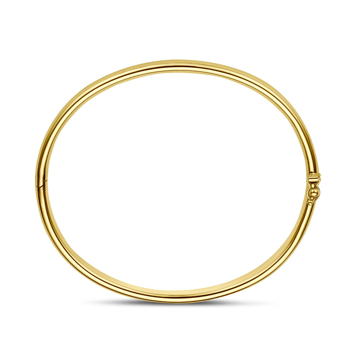 Bangle scharnier ovale buis massief 5 x 9K geelgoud 60 mm