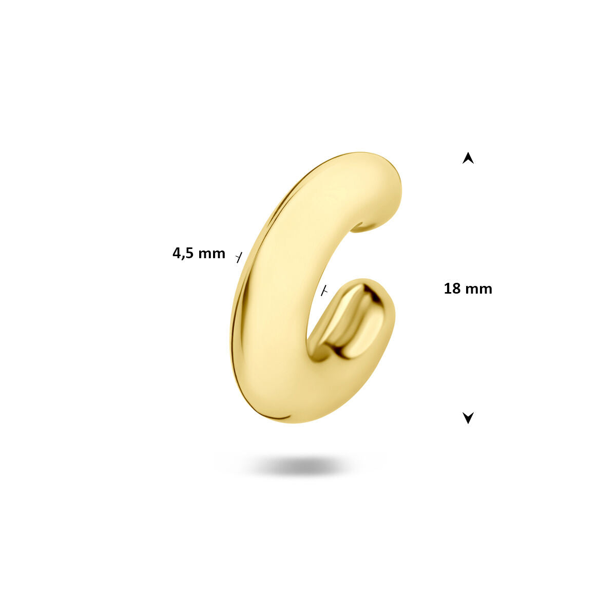 Ear cuff 18 mm per stuk 14K geelgoud