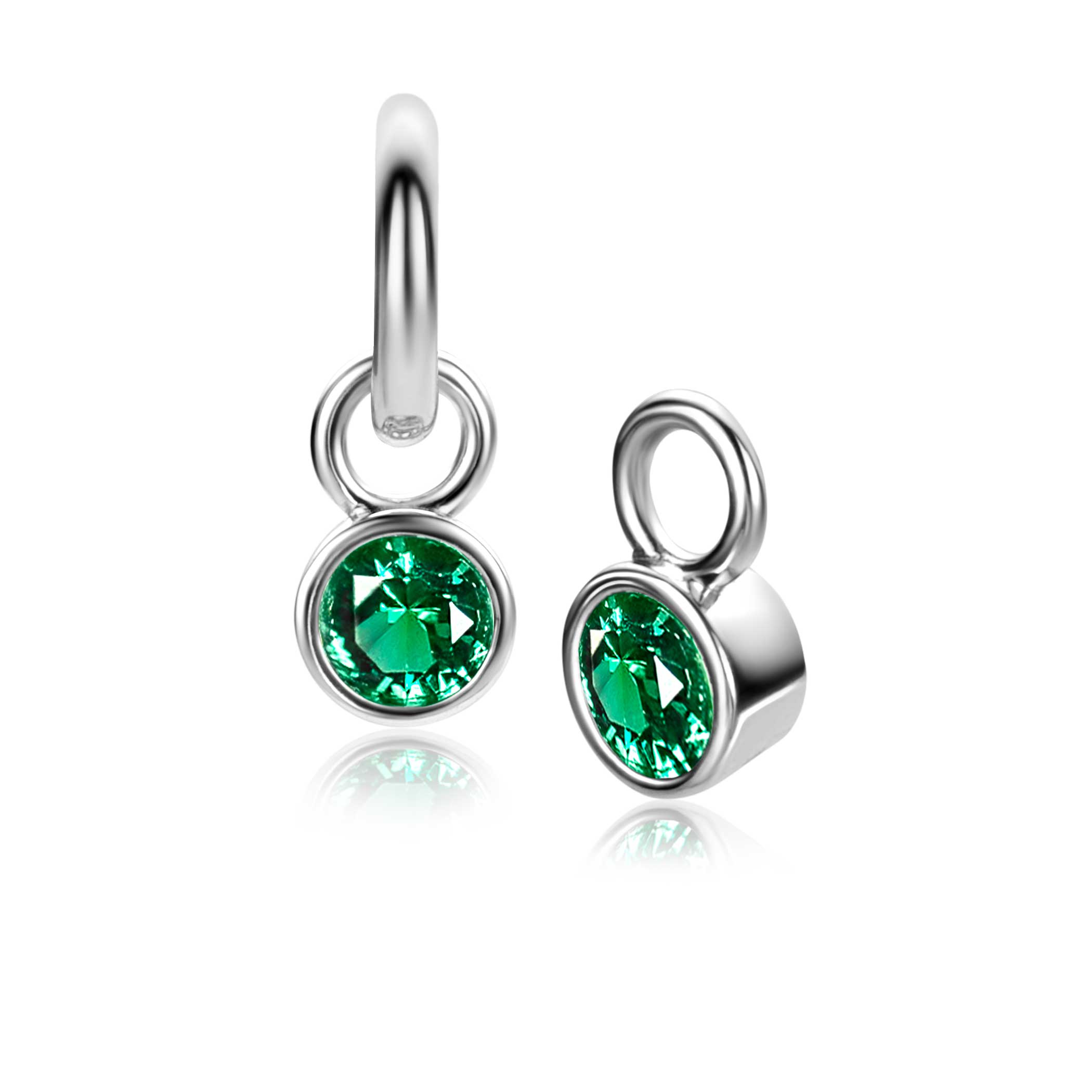 ZINZI MEI oorbedels zilver met geboortesteen groen smaragd zirconia (excl. oorbellen)