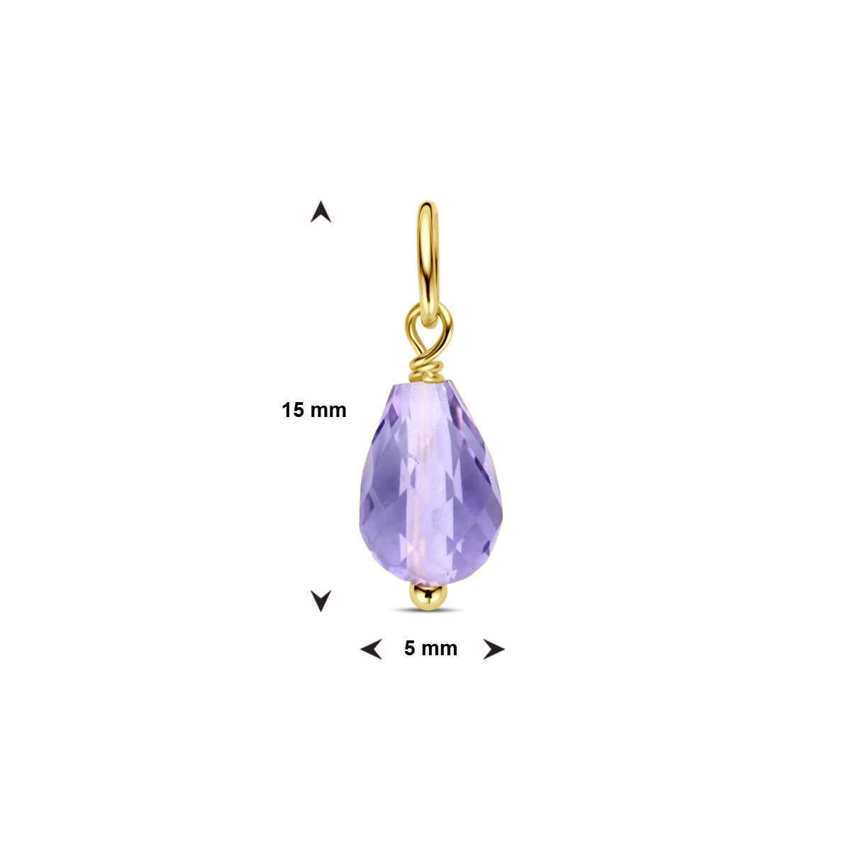 Fantasy Collection Hanger amethist 15 mm 14K geelgoud