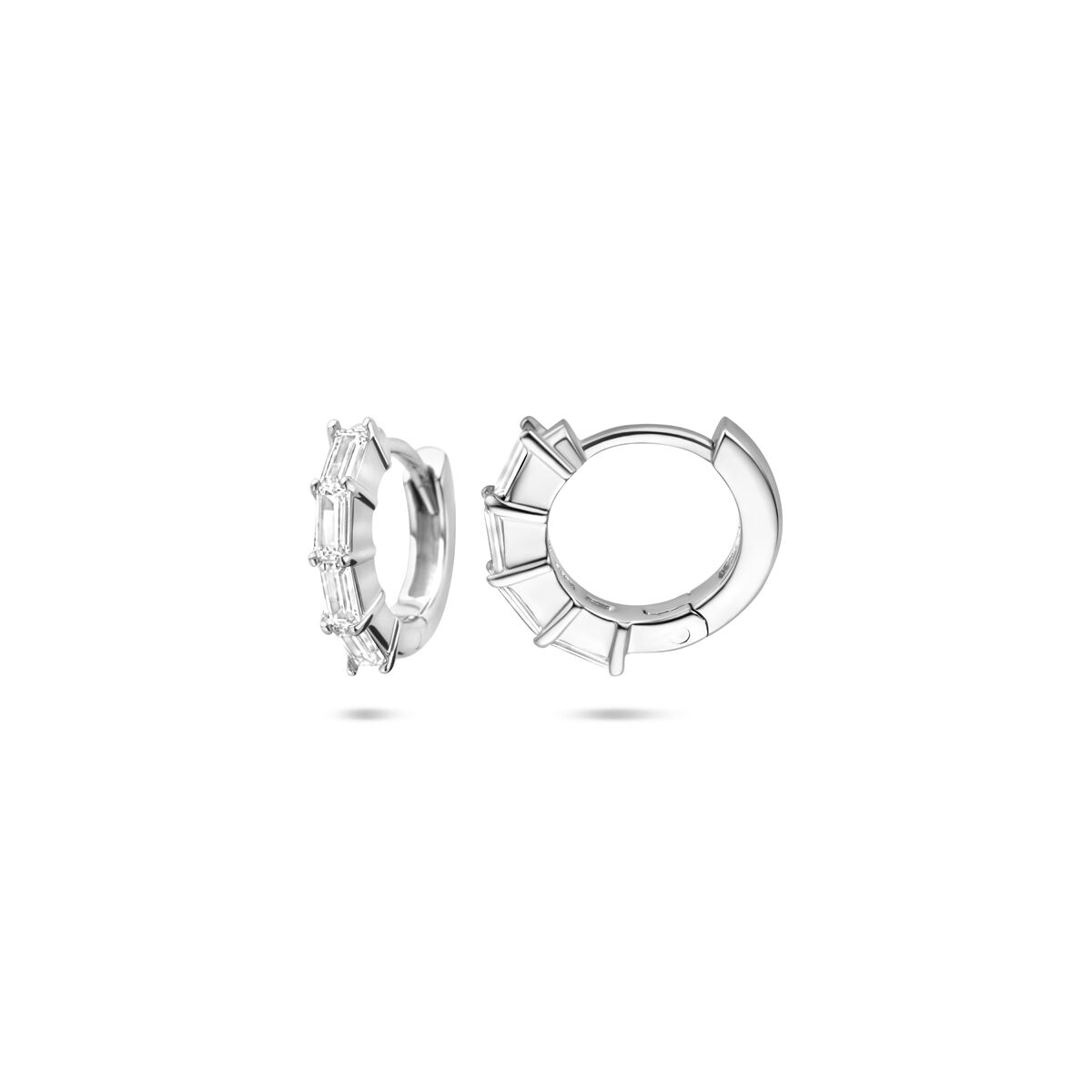 Zilveren gerhodineerde klapoorringen zirkonia 11.5 mm - 1340875