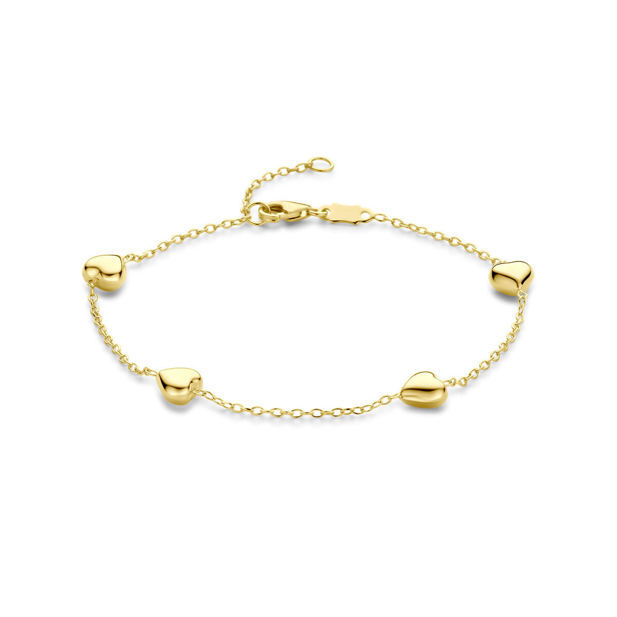 Fantasy Collection Armband hartjes 16 - 18 cm 14K geelgoud