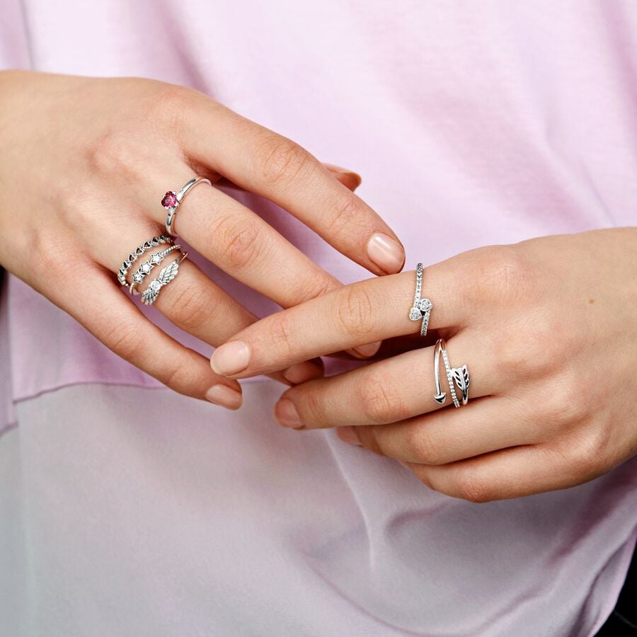 Pandora Two Sparkling Hearts Ring zilver - 191023CZ