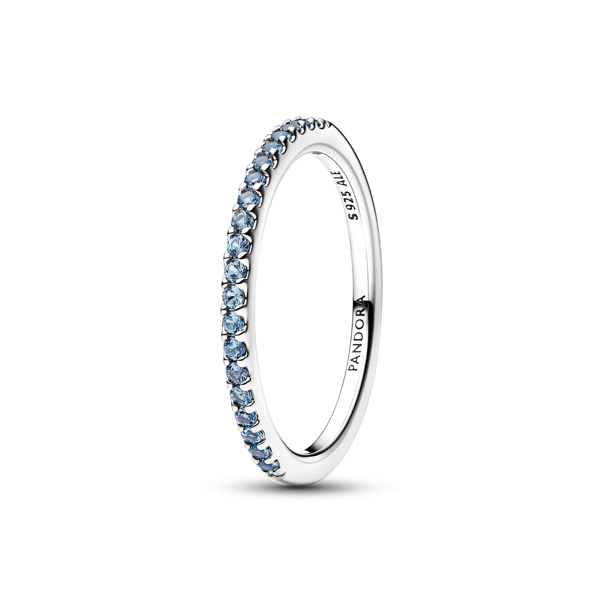 Pandora Sprankelende Aquamarijn Half-Eternity Ring zilver