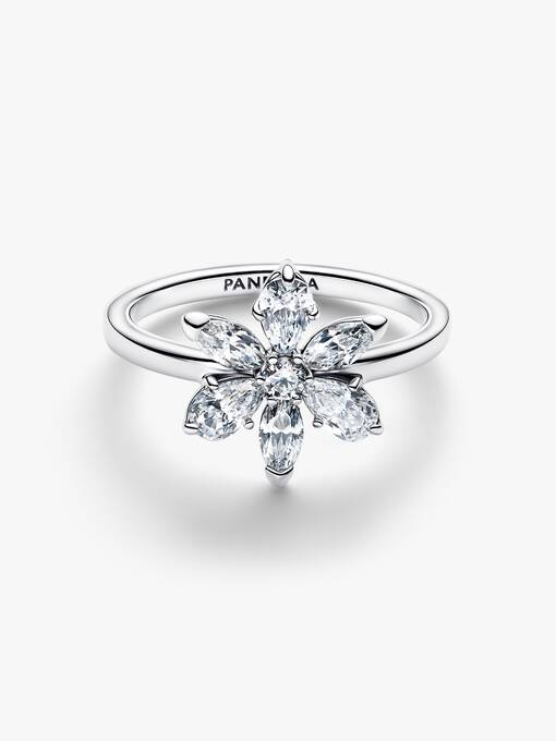 Pandora Herbarium Sprankelende Bloem Cocktailring zilver - 193000C02