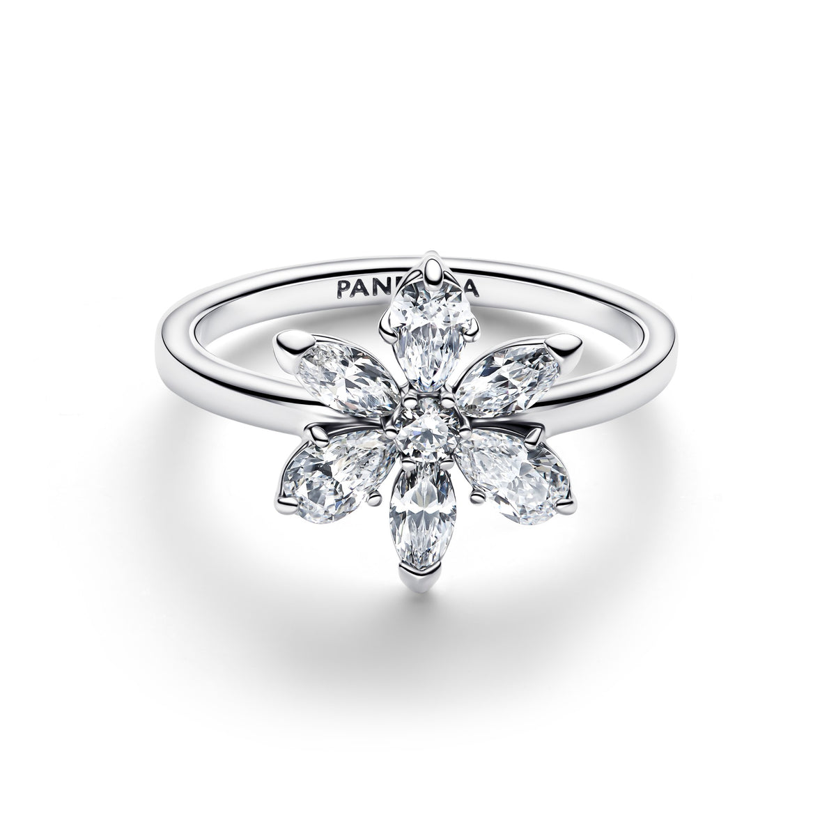 Pandora Herbarium Sprankelende Bloem Cocktailring zilver 193000C02