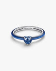 Pandora Blauwe Hart Chakra Ring 193088C03 – Zilver met Emaille