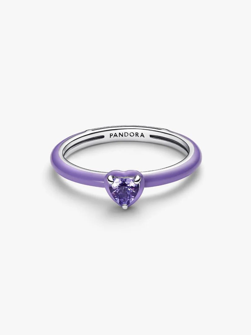 Pandora Paarse Hart Chakra Ring zilver - 193088C04