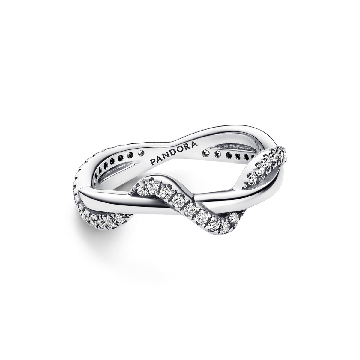 Pandora Sprankelende ring verstrengelde golf zilver 193098C01