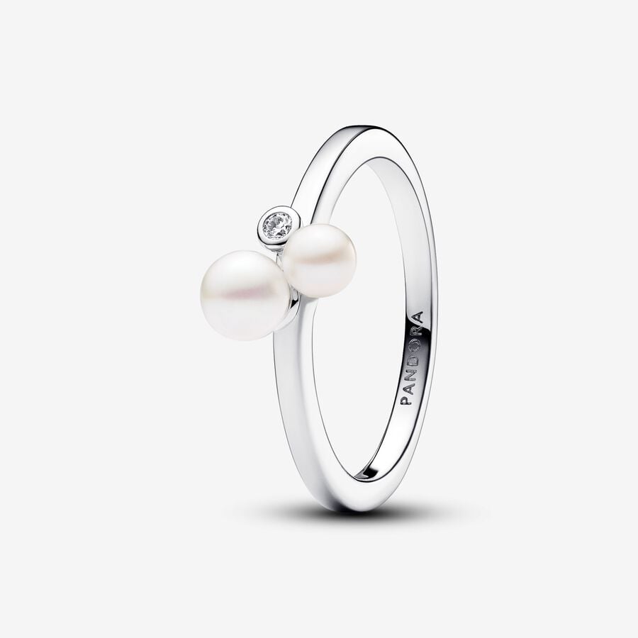 Pandora Ring met Twee Behandelde Gecultiveerde Zoetwaterparels zilver - 193156C01