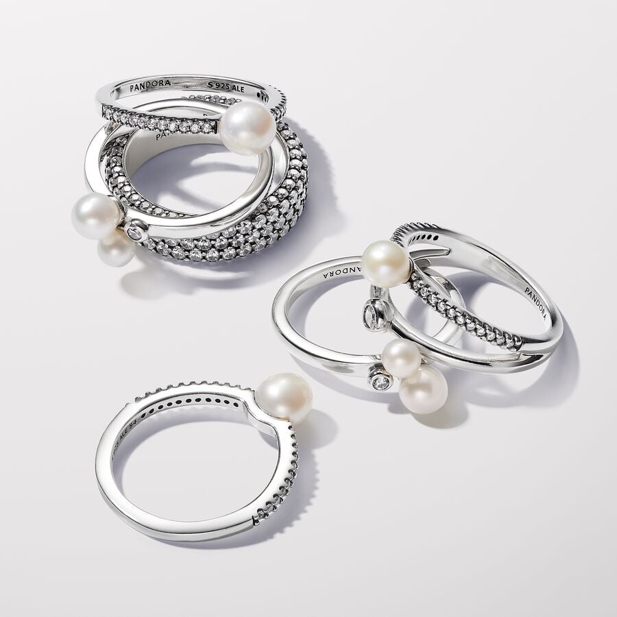 Pandora Behandelde Gecultiveerde Zoetwaterparel en Pavé Ring zilver - 193158C01
