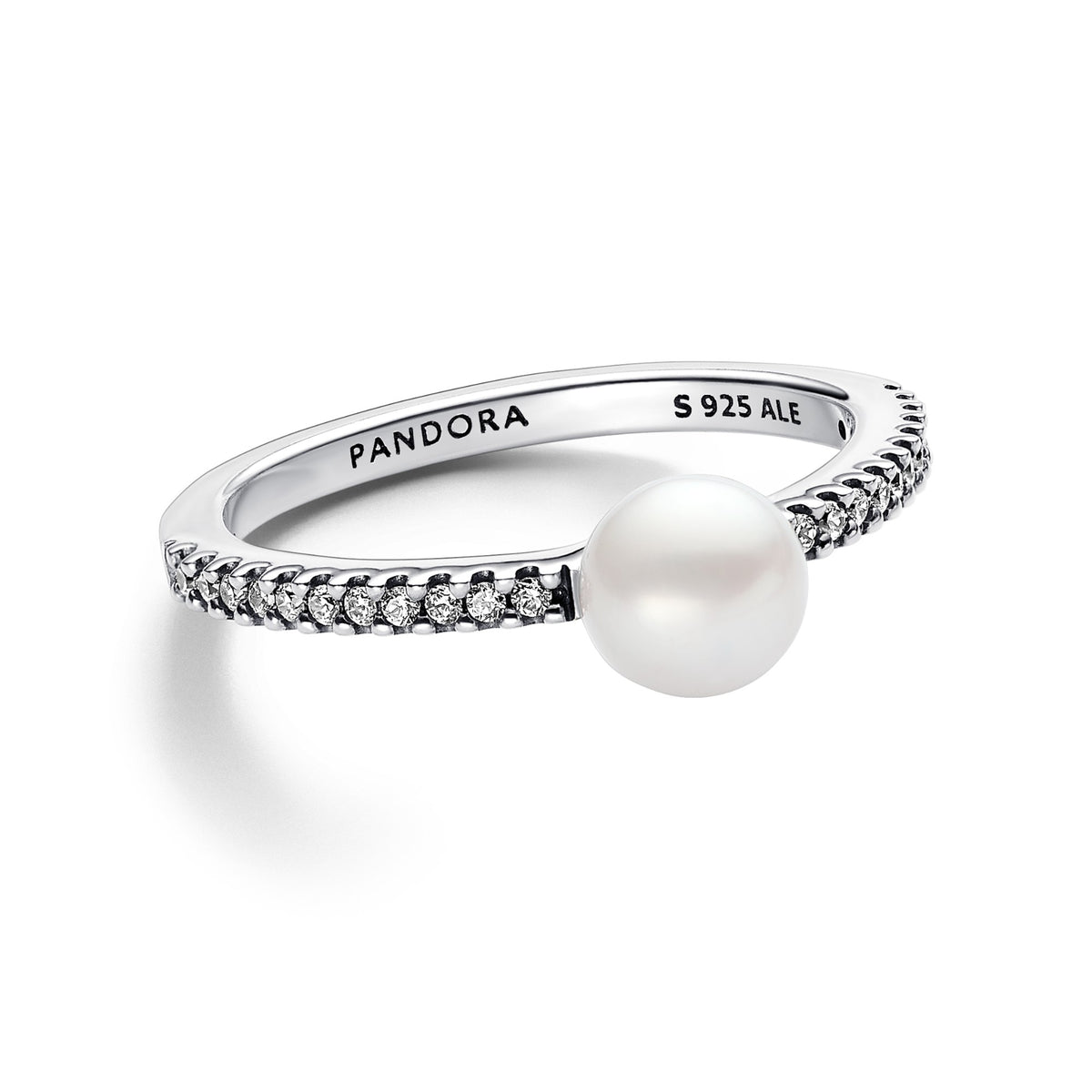 Pandora Behandelde Gecultiveerde Zoetwaterparel en Pavé Ring zilver 193158C01
