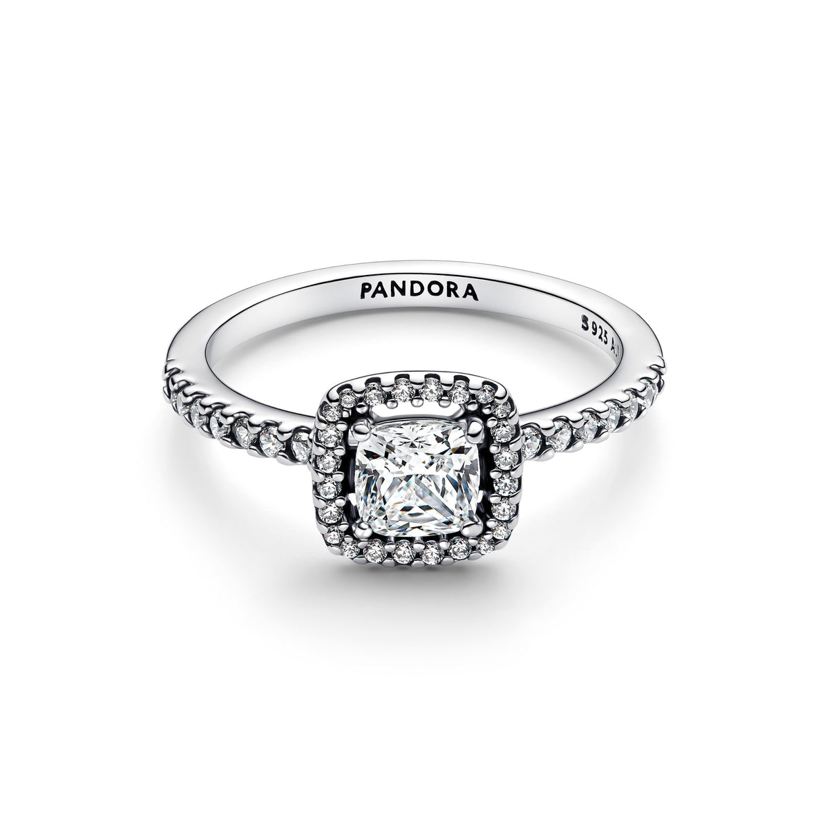 Pandora Sprankelende Vierkante Stralenkrans Ring zilver 193555C02