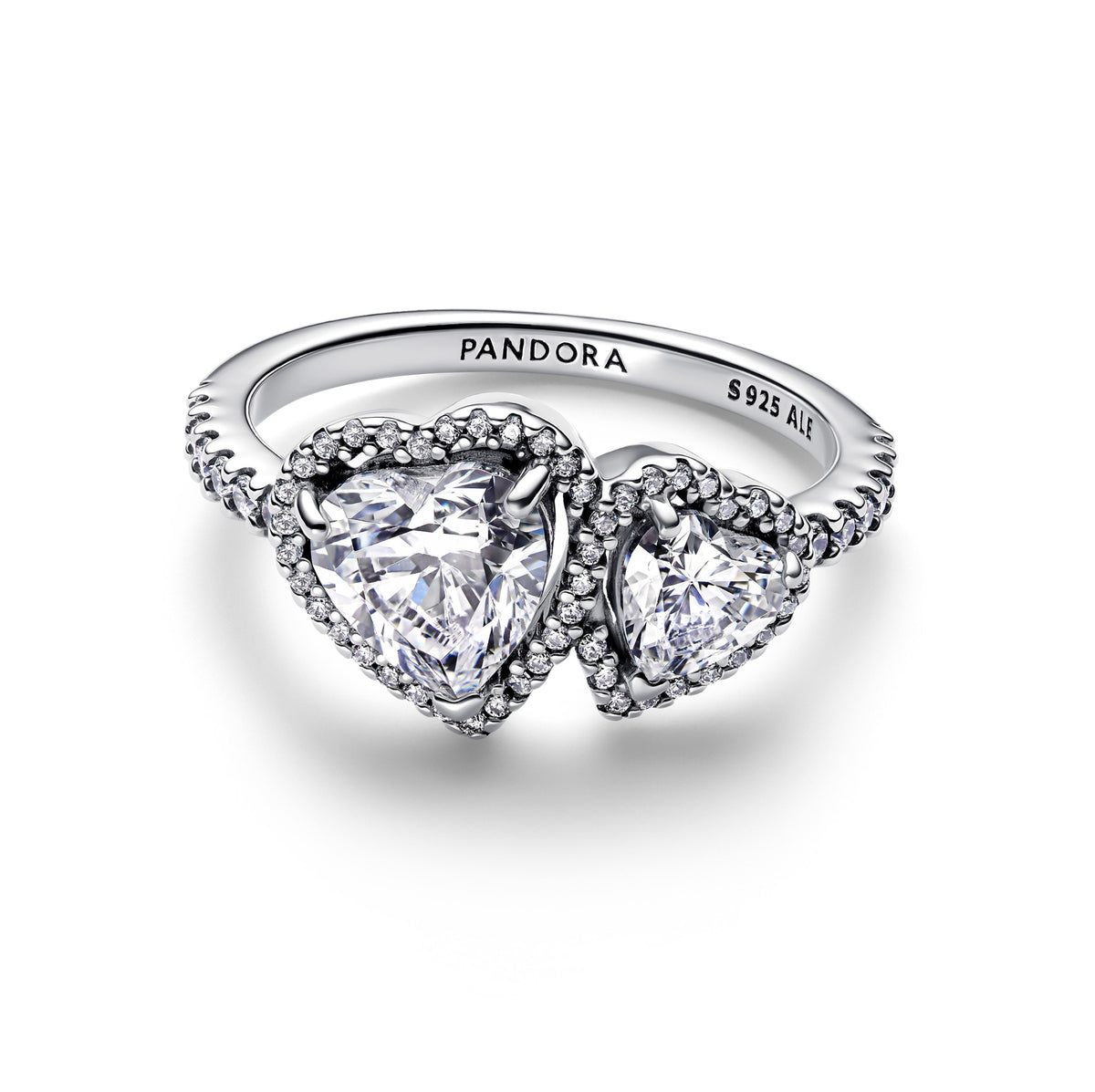 Pandora Sprankelende Halo Harten Ring zilver 193659C01