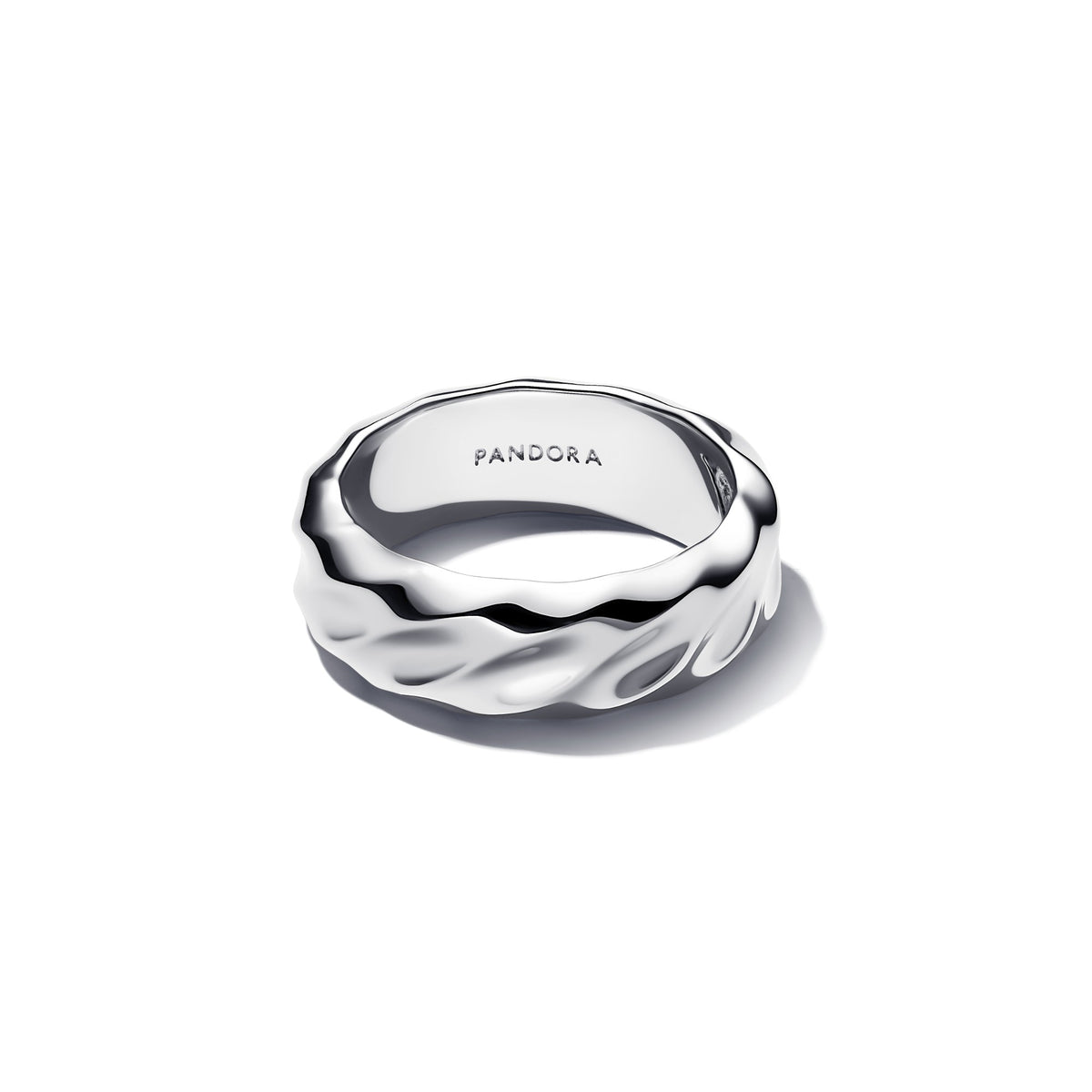 Pandora Geribbelde Brede Band Ring zilver 193886C00