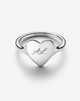 Pandora zilveren ring met graveerbaar hart