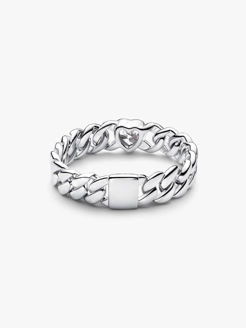 Pandora Cuban Schakelring zilver wit - 194386C01