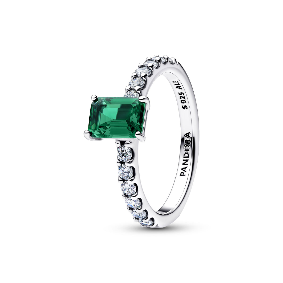 Pandora Rechthoekige Sprankelende Halo Ring zilver